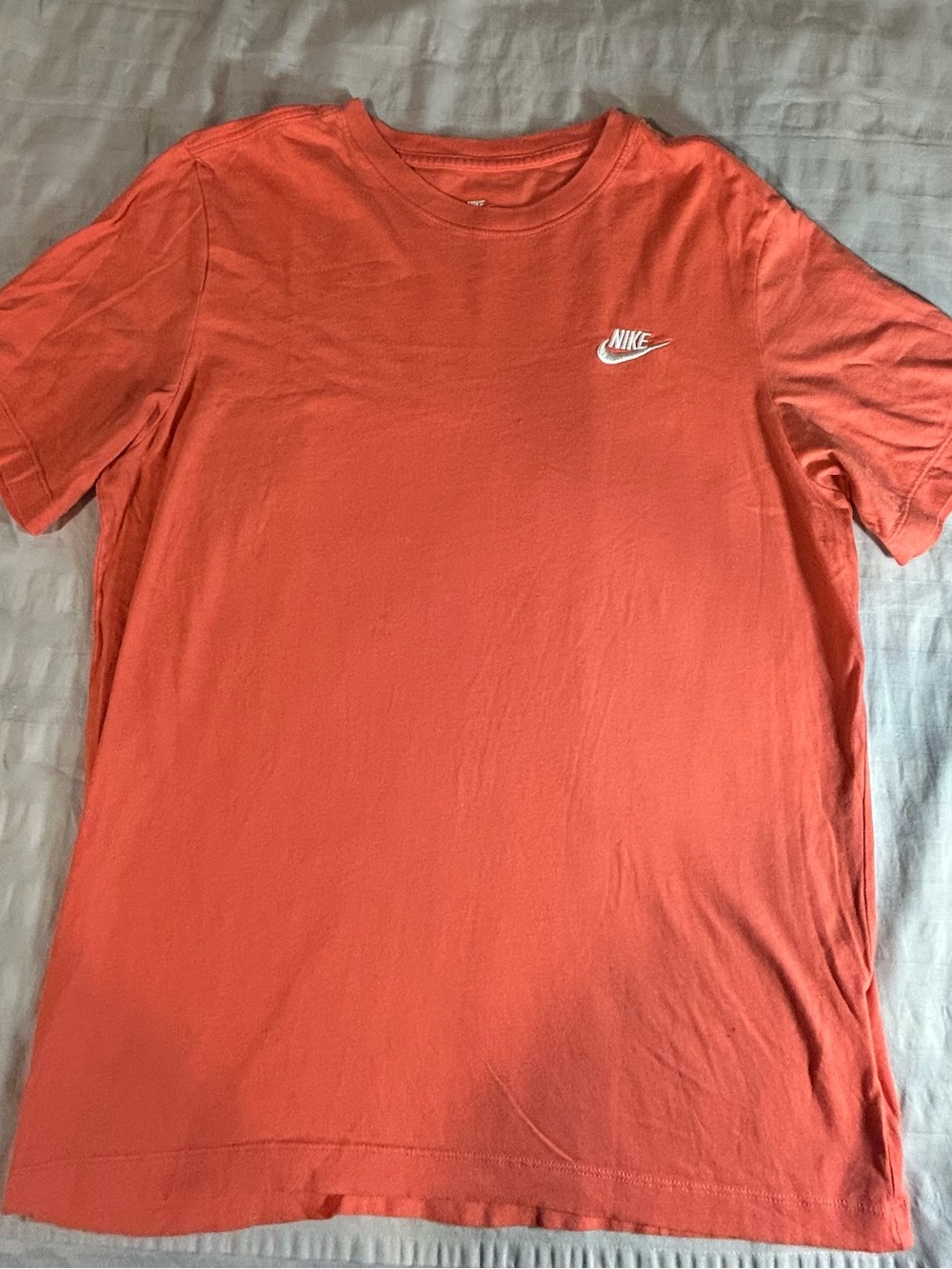 Nike Coral Short-Sleeve Crew T-Shirt with White Swoosh